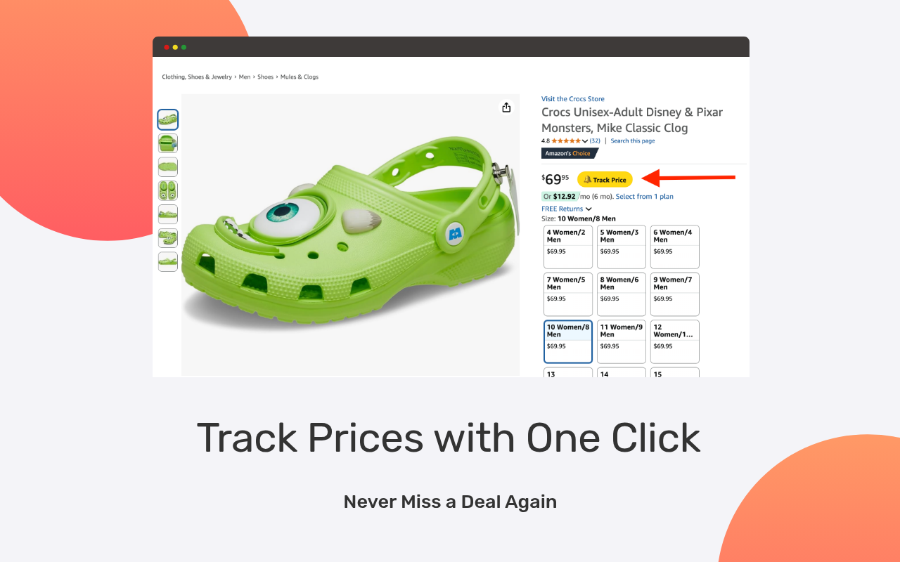 Track Prices with One Click